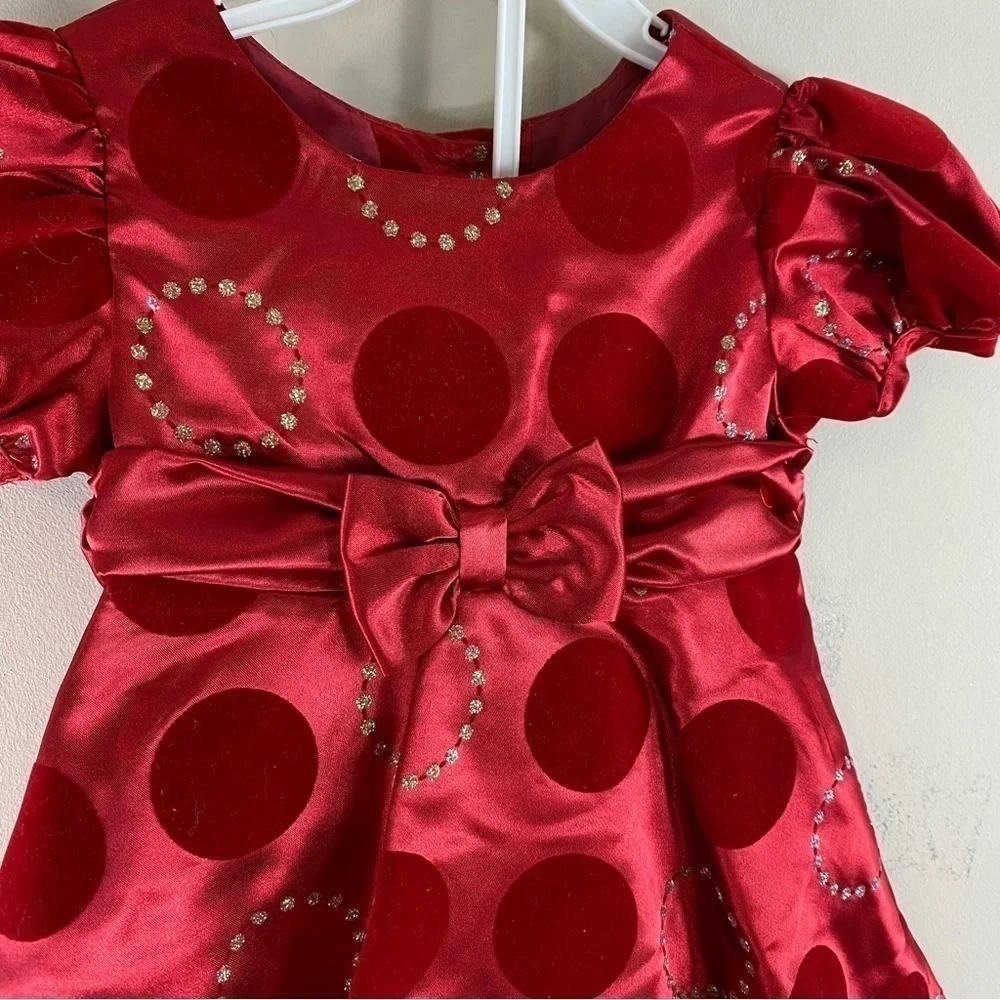 Rare Editions Baby Girl’s Red‎ Glitter Circle Party Formal Holiday Dress -Sz 24M